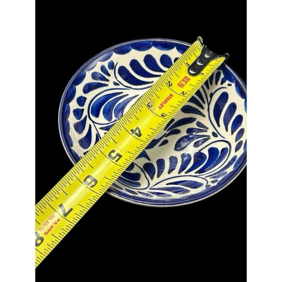 Anfora Puebla Blue 6" Sauce Bowls Hand Painted Mexico Collect Early Vintage Bird - Picture 4 of 8